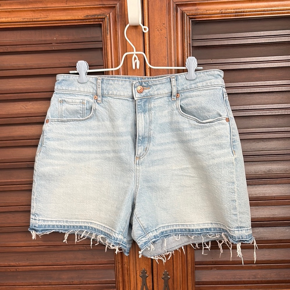LOFT Blue Jean Shorts Distressed Raw Hem